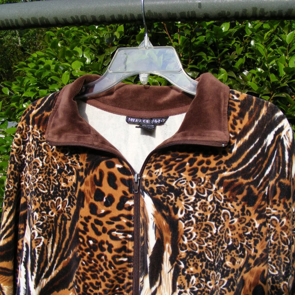 Ladies Vintage Size XL Animal Print Brown Black Coat Jacket by Mirror Image - Picture 2 of 8